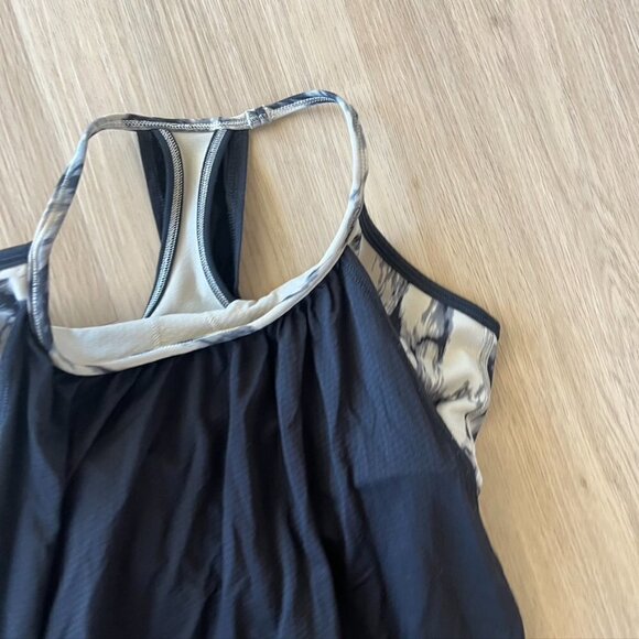 Lululemon No Limits Power Tank Top Black Beige Sports Bra Top Combo Gym Sz 8 - Picture 4 of 7